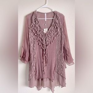 Boho Style Dusty Rose Top